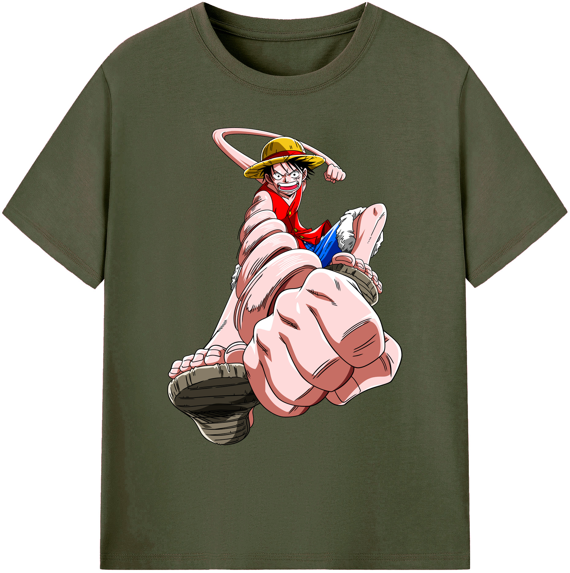 ワンピース モンキー・D・ルフィ ONE PIECE Monkey D. Luffy 綿100％ メンズ半袖Tシャツ｜肌触りやわらか＆通気性
